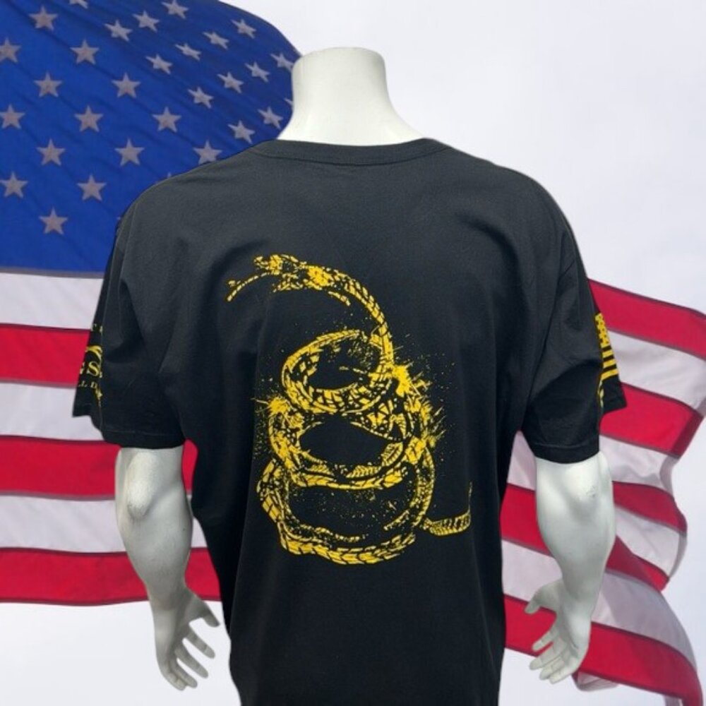 Grunt Style Black Yellow Gadsden Tracks Crewneck Graphic Adult T-Shirt Size 2XL